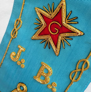 Compas carré Master Sash French Groussier Rite J B Star Moire, broderie à la main au fil de bouillon d'or - Product Image 4