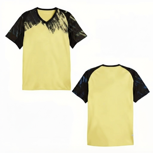 Camiseta de fútbol amarilla clara con estampado por sublimación, camiseta deportiva de manga corta, ropa deportiva para hombre, ropa OEM con cuello en V - Product Image 1