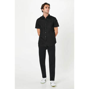Chemise en lin blanc à manches longues pour homme, style décontracté chic, col carré ample, couleur unie, respirante, teinte unie - Product Image 4