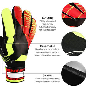 Gants de gardien de but de haute performance avec protection des doigts, pour adultes et enfants, en latex épais, séchage rapide, fermeture auto-agrippante, sangle de poignet réglable, unisexe, football - Product Image 5