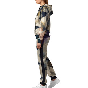 Survêtement de sport décontracté personnalisé OEM à capuche, imprimé numérique, pour l'entraînement et le jogging, vêtements de sport pour femmes, 100% coton, écologique - Product Image 3