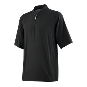 Men's Black Short Sleeve Quarter <b>Zip</b> Sport Cage Jacket Moisture Wicking Stand Collar Regular Fit All Seasons - Product Image 1