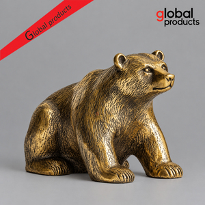 Sculpture d'ours en aluminium au design vintage, finition antique, décoration animale pour table, maison, bureau, salon - Product Image 1