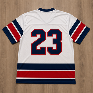 Camiseta de Fútbol Personalizada para Hombre, Cuello en V, Blanca, Número 23, Sublimada, de Malla Transpirable, Manga Corta, Corte Regular para Adulto - Product Image 2