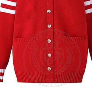 Cardigan en tricot rouge Sorority Sigma avec broderie grecque, lettres DST, manches longues, en molleton de coton, pull pour femme, col en V, tenue universitaire - Product Image 5