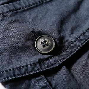 Shorts cargo pour hommes, couleur unie, 100% polyester, respirant, en velours côtelé lavé, taille mi-haute, fermeture éclair, style décontracté, longueur Bermuda - Product Image 6