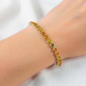 Fire Ethiopian Opal Bezel Set Sterling Silver Tennis Luxury <b>Bracelet</b> Crafted for Elite Elegance Fiery Glow Timeless High Jewelry - Product Image 3