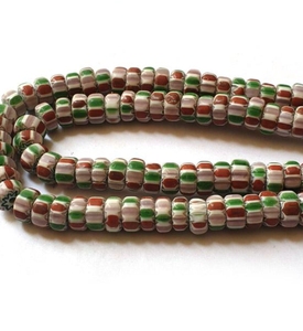 Authentic Multi-Layered Chevron Striped Glass Beads Traditional African Trade Style Star Patterned Ethnic Jewelry <b>Spacers</b> - Product Image 2