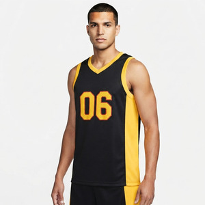 Maillots de basket-ball en polyester à col en V pour hommes, maillot de basket-ball pour hommes, sublimation personnalisée, maillots de basket-ball sans manches pour hommes - Product Image 1