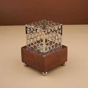 Brûleur à Bakhoor carré en bois avec cage décorative en laiton, porte-encens Oud arabe, Mabkhara, aromathérapie, décoration islamique pour la maison - Product Image 1