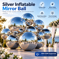 Boule miroir gonflable géante argentée, sphère réfléchissante pour la décoration de mariage, de fête, d'événement ou de scène
