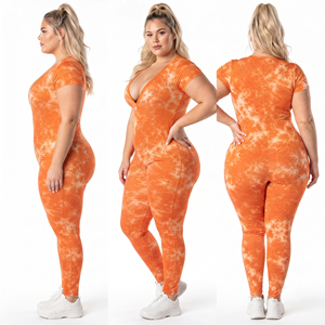 Mono Deportivo de Talla Grande para Gimnasio, Cuello en V, Manga Corta, Mono de Una Pieza, Ropa de Yoga con Estampado Personalizado, Mono de Yoga - Product Image 5