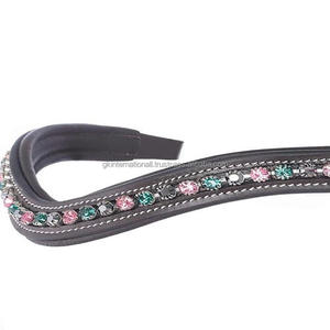 Bande de sourcil de cheval en cuir cristal de haute qualité, courbée, rembourrée et décorative - Product Image 6