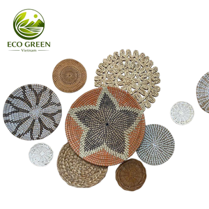 Plato de pared de junco marino estilo boho, hecho a mano, tejido, al por mayor, decoración natural para el hogar - Product Image 1