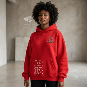 Delta |   Sigma |   Sweat-shirt à capuche oversize pour femme Theta, rouge et blanc, style color block, décontracté, avec poches kangourou - Product Image 4