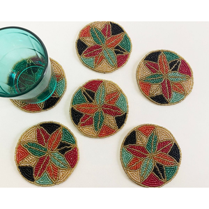 Modern Stylish <b>Crystal</b> Beaded Cup <b>Coasters</b> Reusable Metal Home Accents for Dining Table - Product Image 5