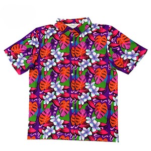 เสื้อเชิ้ตแขนสั้นลำลองผู้ชาย พิมพ์ลายตัวอักษรสีแดงน้ำเงิน ทรงปกติ ผ้าโพลีเอสเตอร์ทอ ระบายอากาศได้ดี - Product Image 2