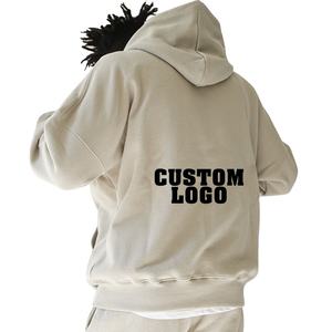 Veste de course et de fitness décontractée pour hommes sweats à capuche thermiques en coton coupe ample laine fermeture éclair à capuche polaire survêtements lavés - Product Image 1