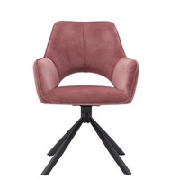 Chaise de bureau pivotante de style nordique, revêtement en velours rose, chaise pivotante latérale, chaise de salle à manger avec pieds en métal noir