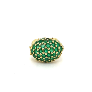<b>Emerald</b> Ball Cocktail <b>Ring</b> 18K Gold Plated Lab Created Vintage Pave Setting Women's April Birthstone Daily Wear - Product Image 2