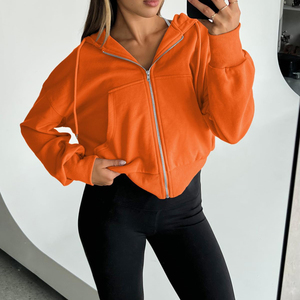 Women Cropped Hoodie Custom Pullover Fleece Sweatshirt Long Sleeve Fitness Casual Streetwear Private Label OEM ODM Apparel - Product Image 5