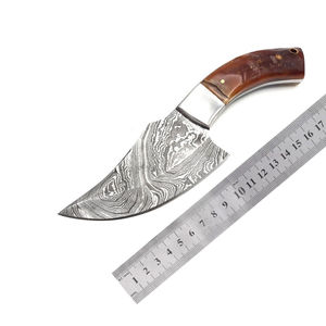 Cuchillo de caza de acero de Damasco con punta caída y mango de asta de ciervo, fabricado en fábrica a precio económico - Product Image 2