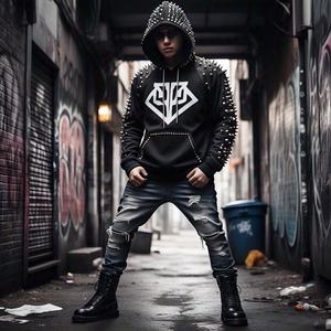 Sweats à capuche personnalisés de haute qualité pour hommes sweat à capuche avec fermeture éclair vente en gros tissu tricoté avec strass sérigraphié sweats à capuche pour hommes à la mode d'hiver - Product Image 2