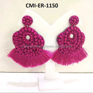 ต่างหูระย้าโบฮีเมียน2024ทำด้วยมือต่างหูเม็ดเล็กๆรูปวันเล่นฟุตบอลเครื่องประดับแฟชั่นประดับมุกสีสันสดใส - Product Image 5
