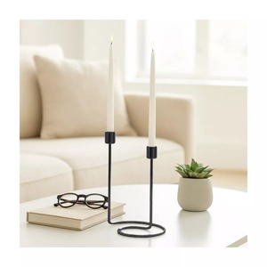 Jaffsexports Black <b>Iron</b> Dual Candle Stand <b>8</b> Inch Height Handmade Eco-Friendly Durable Religious Use Home Decor for Weddings - Product Image 5