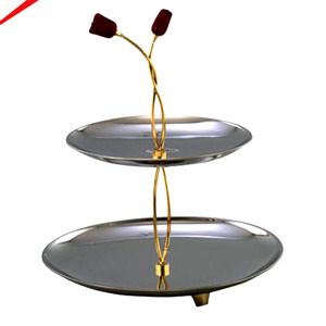 Luxuries Design Gold Metal 2 <b>Tier</b> <b>Cake</b> Stand With Decorative Branch Handle For Wedding & Party Modern Home Decor - Product Image 4