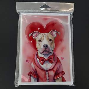 Whimsical A7 Tamaño 5x7 New Pit Bull Terrier My Valentine Tarjetas de felicitación Pack 8 Tarjetas de nota en blanco con sobres - Product Image 3