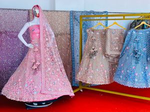 Dazzling Diva Elegant Bridal Gown for Adults Full Heavy <b>Net</b> Dupatta Embellished with Diamonds and Zarkan Stones Dress <b>Fabric</b> - Product Image 4