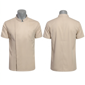 Uniforme de Chef para Hombre, Sarga de Polialgodón Gris, Manga Larga, Logotipo Personalizado Bordado/Estampado, Chaqueta de Cocina, Ropa de Restaurante - Product Image 4