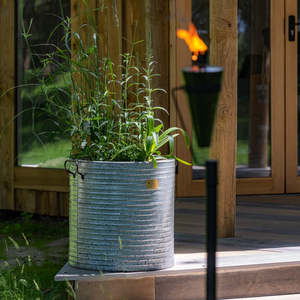 Galvanized Metal <b>Plant</b> Pot Outdoor Garden Planter Rustic Style Decorative Container for Herbs and <b>Plants</b> - Product Image 1