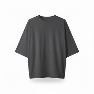 T-shirt formel personnalisé pour homme grande taille, col rond, manches courtes, 220g, polyester/coton, poids lourd, luxe, épaules tombantes, vente en gros - Product Image 1