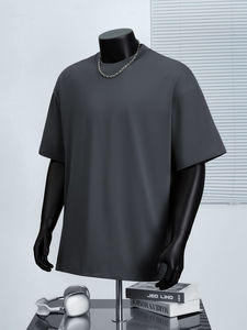 T-shirt pour homme en coton peigné ample à manches courtes, couleur unie de haute qualité, style décontracté, personnalisable - Product Image 5