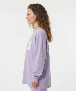 เสื้อยืดแขนยาวทรงหลวมสำหรับผู้หญิง ผ้าฝ้าย 100% หนัก 330 GSM คอกลม พิมพ์ลาย สวมใส่สบาย - Product Image 3