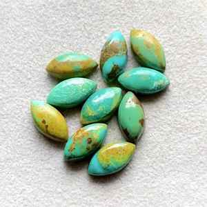 พลอยคิงแมนเทอร์ควอยซ์ทรงมาร์คีส์ปรับขนาดแล้ว 10 ชิ้น/ล็อต พลอยคิงแมนเทอร์ควอยซ์ธรรมชาติแบบหลังแบนสำหรับทำเครื่องประดับ - Product Image 1