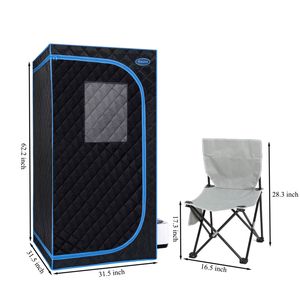 Tenda Sauna a Vapore Portatile Nera a Grandezza Naturale con Telecomando, Sedia Pieghevole, Tubi in PVC, Generatore di Vapore Personale per Spa Domestica - Product Image 6