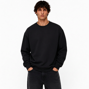 Sudadera personalizada para hombre de algodón y felpa con cuello redondo y ribete acanalado, detalles de logotipo personalizados para marcas de moda. - Product Image 1