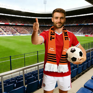Écharpe de Supporter de Club Sportif Imprimée avec Nom, Rayures Orange et Noires, Grande Écharpe Longue pour Fan de Football avec Grand Logo - Product Image 5