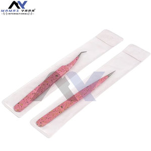 Pinzas de Punta Recta y Curva, Nueva Llegada, Colores Rosa y Negro, Pinzas para Pestañas de Acero Inoxidable, Juego Profesional de 2 Piezas - Product Image 4