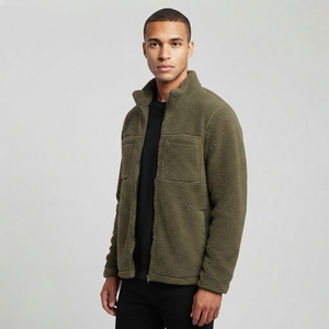 Chaqueta de Forro Polar Verde Oliva para Hombre, con Capucha, Cuello Alto, Cierre de Cremallera, Impermeable, Cálida, Informal, para Invierno, con Bolsillos, Corte Regular - Product Image 2