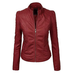 Chaqueta Bomber de Cuero Genuino Marrón para Mujer SALVA LEATHER, Cierre de Cremallera, Cuello Camisero, Manga Larga, Largo Regular, Otoño - Product Image 1