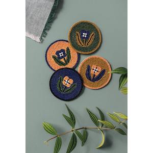 Posavasos bordado a mano con cuentas, tapete de mesa, soporte para tazas, decoración boho para el hogar, accesorio de bar personalizado, redondo de 300 mm - Product Image 5