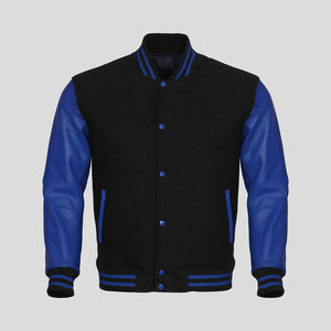 Men's College Letterman Varsity <b>Jacket</b> with Stand Collar Genuine Wool Body and <b>Leather</b> Arms Stylish Letterman Coat - Product Image 1
