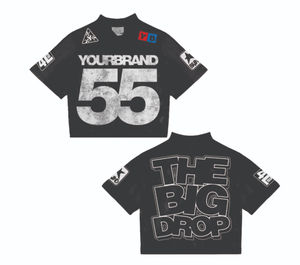 Nueva Llegada 2026: Camiseta de Fútbol para Hombre, Corte Holgado, Hombros Caídos, Cuello en V, Estampado, OEM, Streetwear, Logotipo Personalizado - Product Image 2