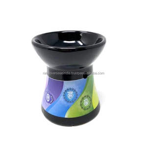 Quemador de aceite de cerámica, difusor de aroma de aceites esenciales, portavelas de aromaterapia (Chakra Negro) - Product Image 3