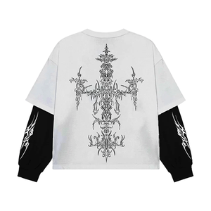 เสื้อยืดโอเวอร์ไซส์ลายกราฟิกสไตล์วินเทจสำหรับผู้ชาย พิมพ์ลายดิจิตอลตามสั่ง แขนยาว ผ้าคอตตอน 100% น้ำหนัก 220 กรัม สตรีทแวร์ - Product Image 2
