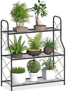 MetalTouch 5 Tier Luxury Indoor Plant Stand Asian Style Pre-Assembled Desktop Display <b>Rack</b> with Iron Shelves - Product Image 3